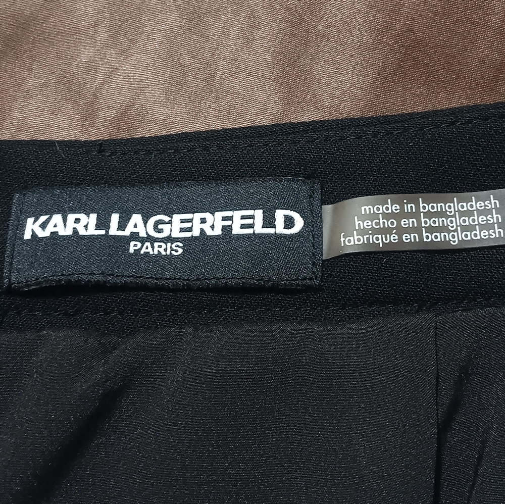 Karl Lagerfeld Mini Skirt Women Black Sz8‎ Patch Pockets Zip Closure - Picture 4 of 13
